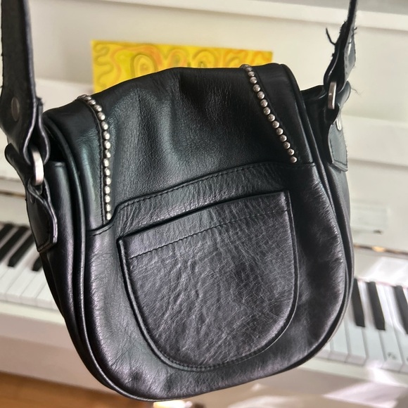 Vintage Harley-Davidson Mini Black Crossbody Bag with Silver Accents 8"x7"x1.5" - Picture 11 of 16